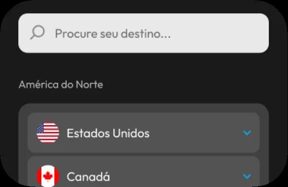 Busca de destinos no app