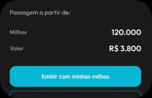 Emissão de passagem com milhas no app